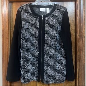 Alfred Dunner Faux Chinchilla Fur‎ Full Zip
Cardigan Sweater Jacket Sz 10 EUC